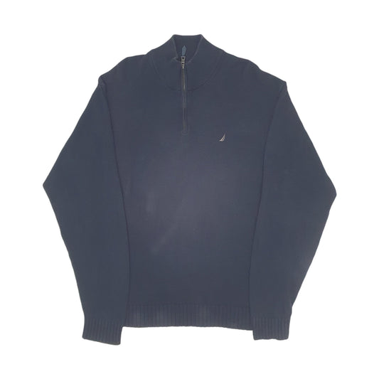 Mens Navy Nautica Knitwear Quarter Zip Jumper