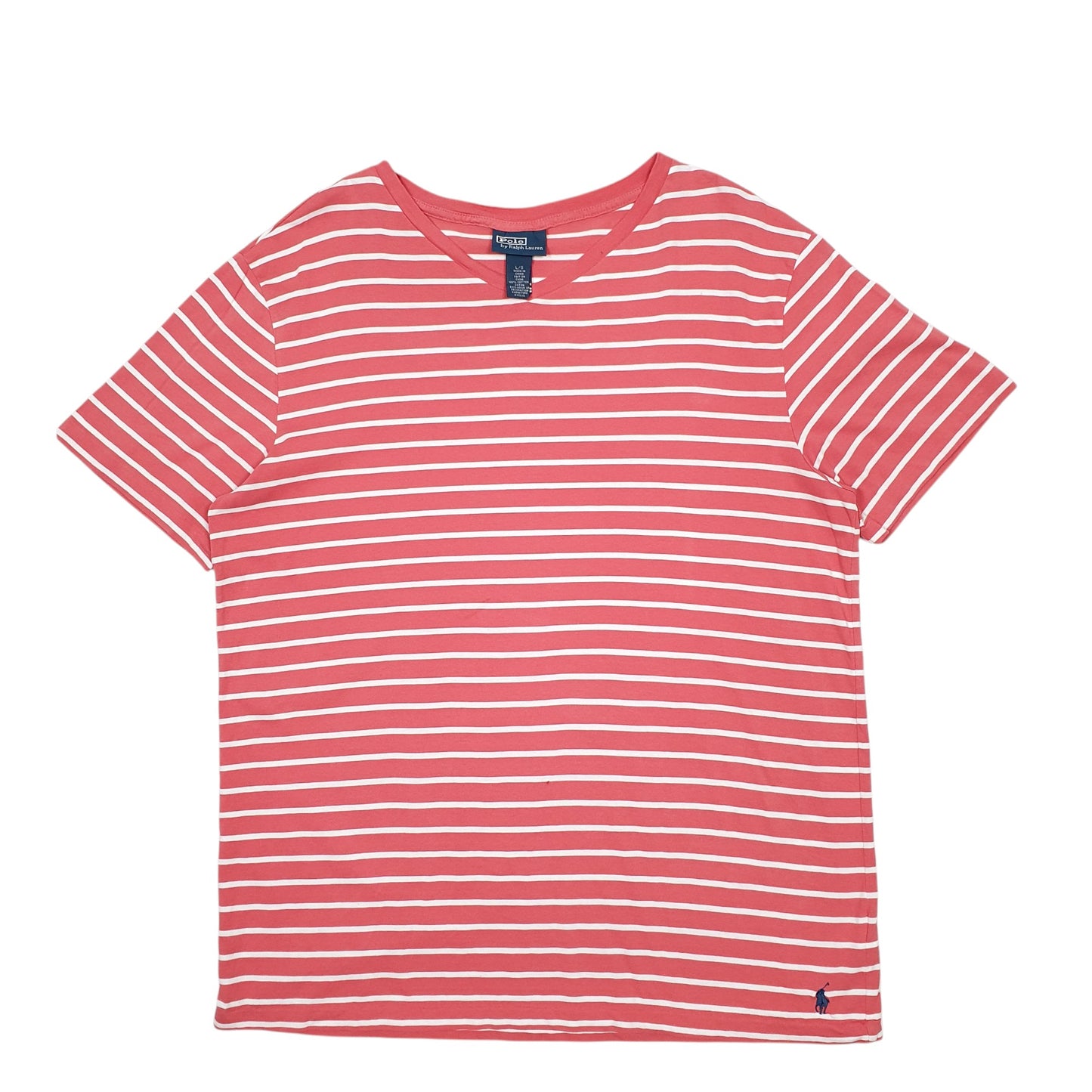 Mens Red Polo Ralph Lauren Stripes Short Sleeve T Shirt