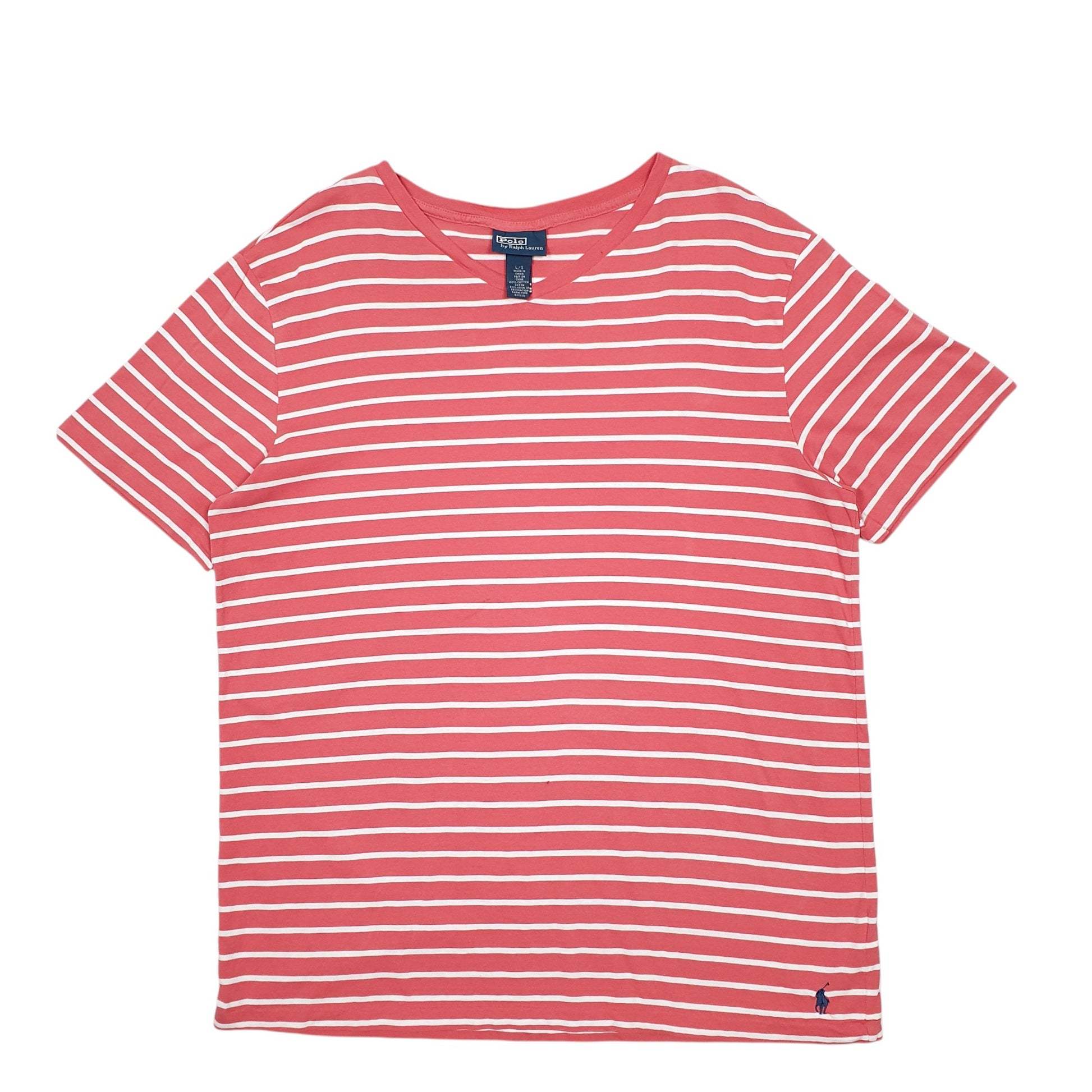 Mens Red Polo Ralph Lauren Stripes Short Sleeve T Shirt