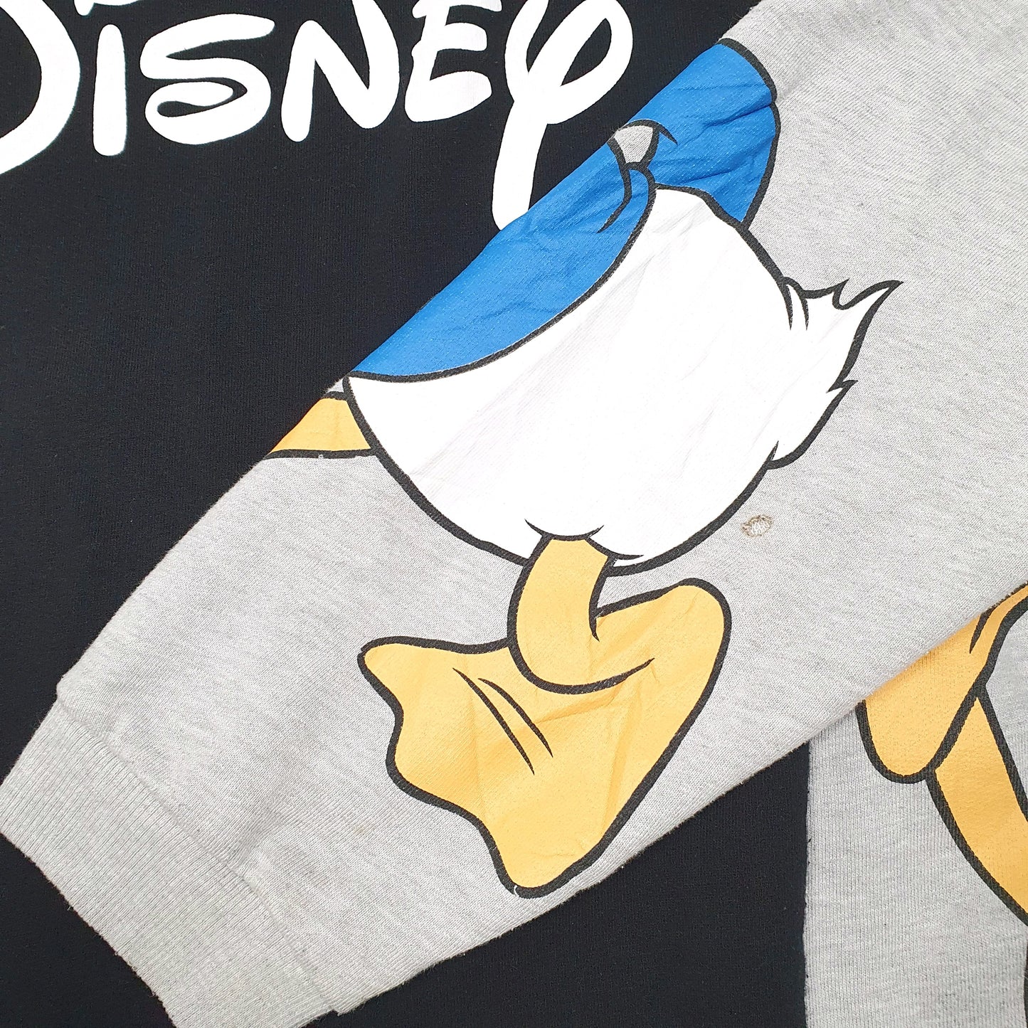 Womens Black Disney Donald Duck Spellout Crewneck Jumper