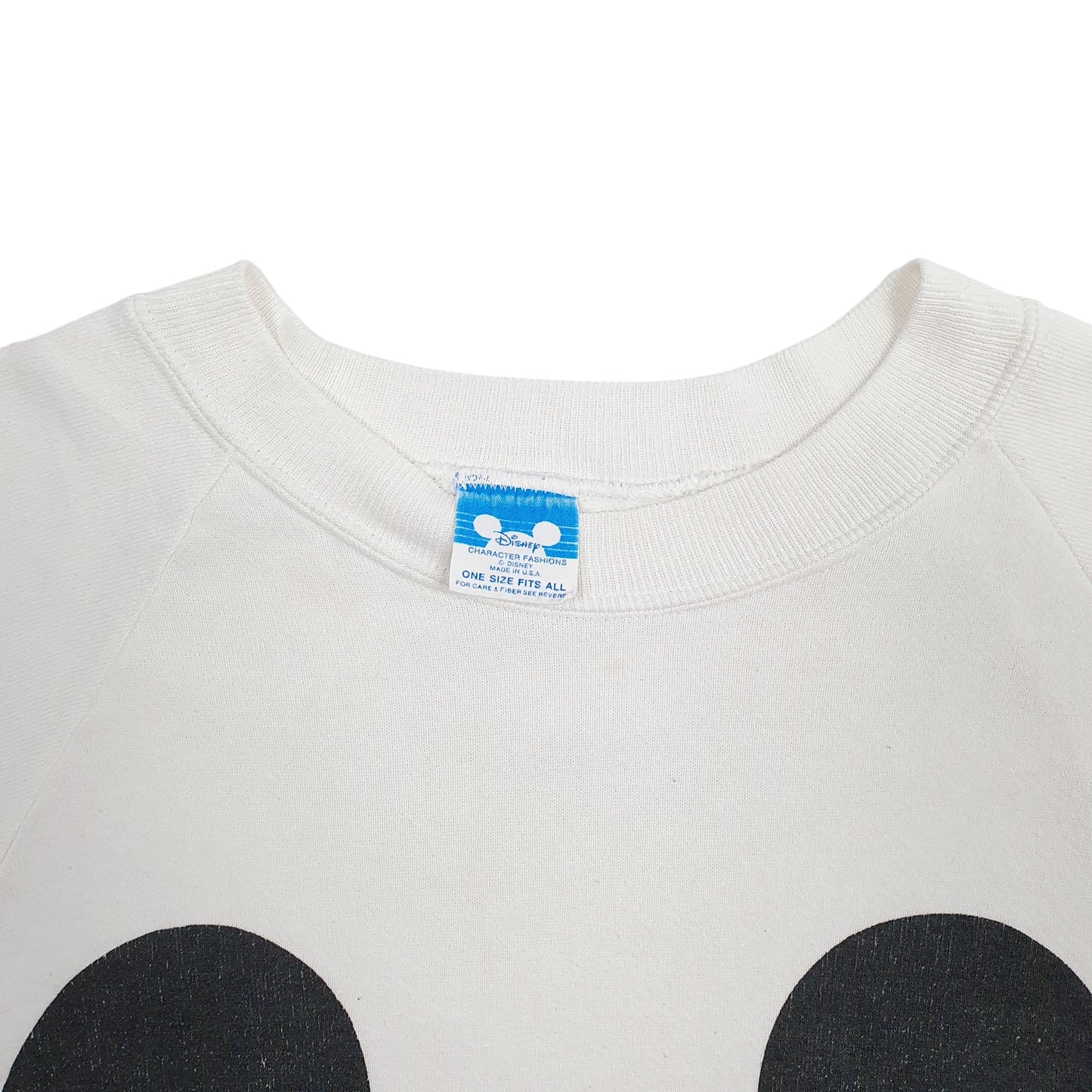 Mens White Disney Mickey Mouse Vintage 80's Spellout Made In USA Crewneck Jumper