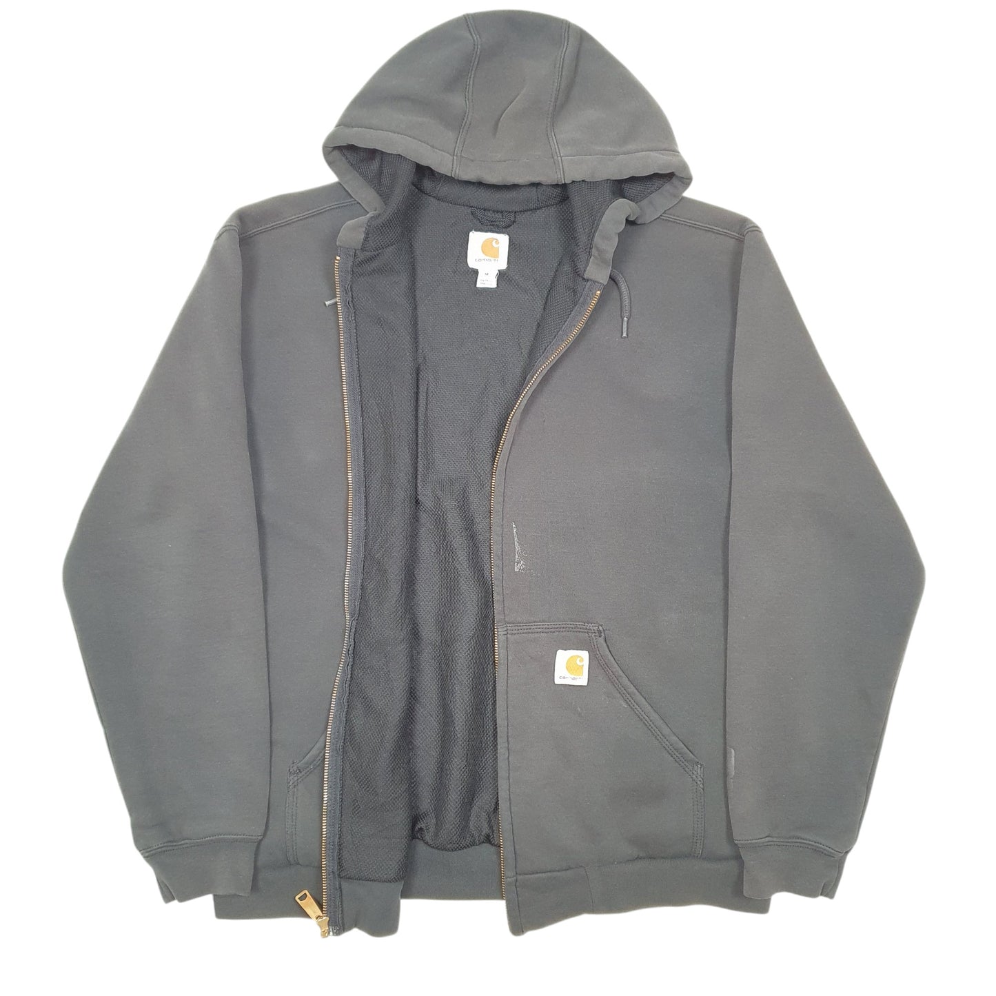 Mens Black Carhartt Hoodie Workwear Thermal Lined Full Zip Jumper