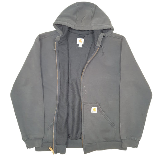 Mens Black Carhartt Hoodie Workwear Thermal Lined Full Zip Jumper