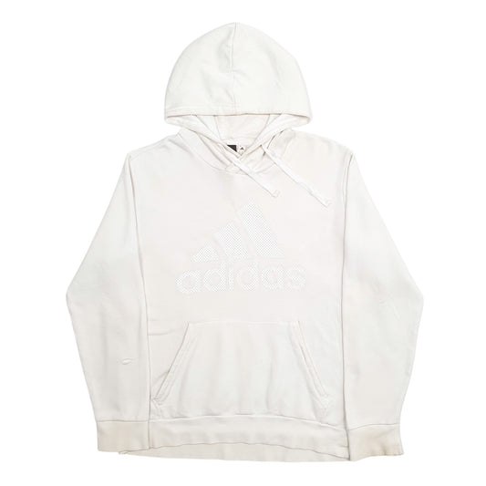 Mens White Adidas Spellout Hoodie Jumper