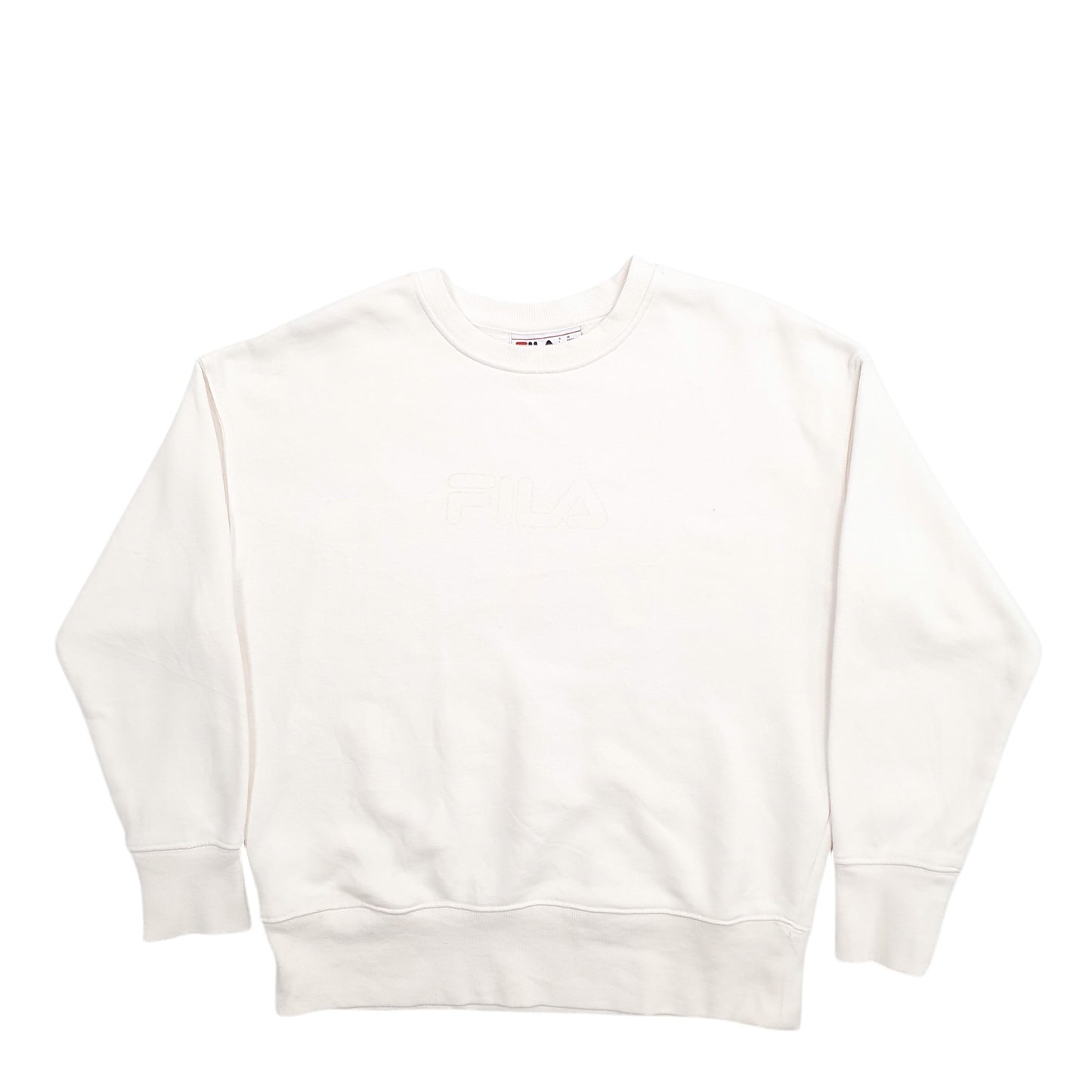 Womens White Fila Spellout Crewneck Jumper
