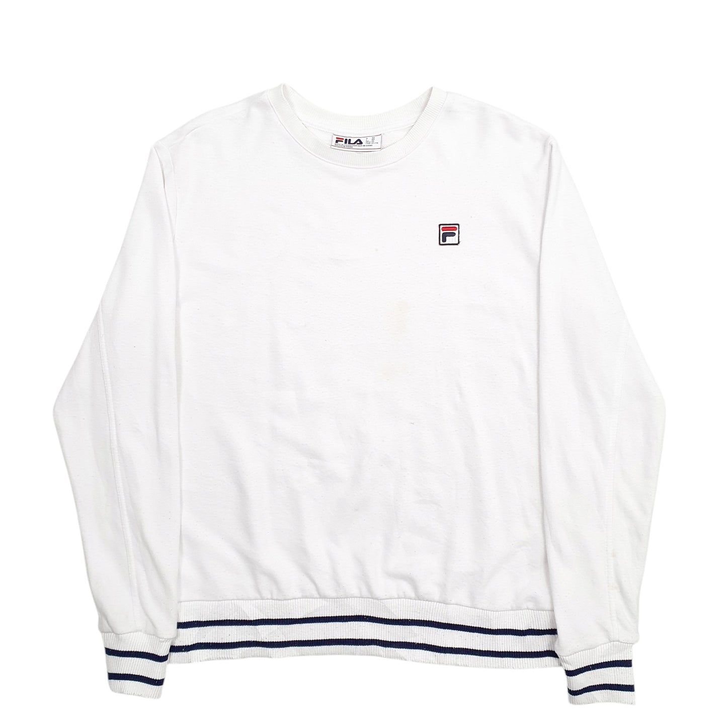 Mens White Fila  Crewneck Jumper