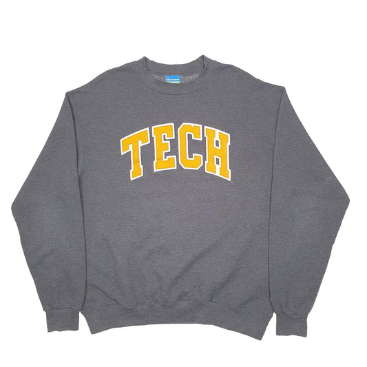 Mens Grey Champion Tech USA College Crewneck Jumper