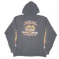 Mens Black Harley Davidson Vintage Hoodie 2000 Y2K Motorcycles Cleveland Made In USA Flames Full Zip Jumper