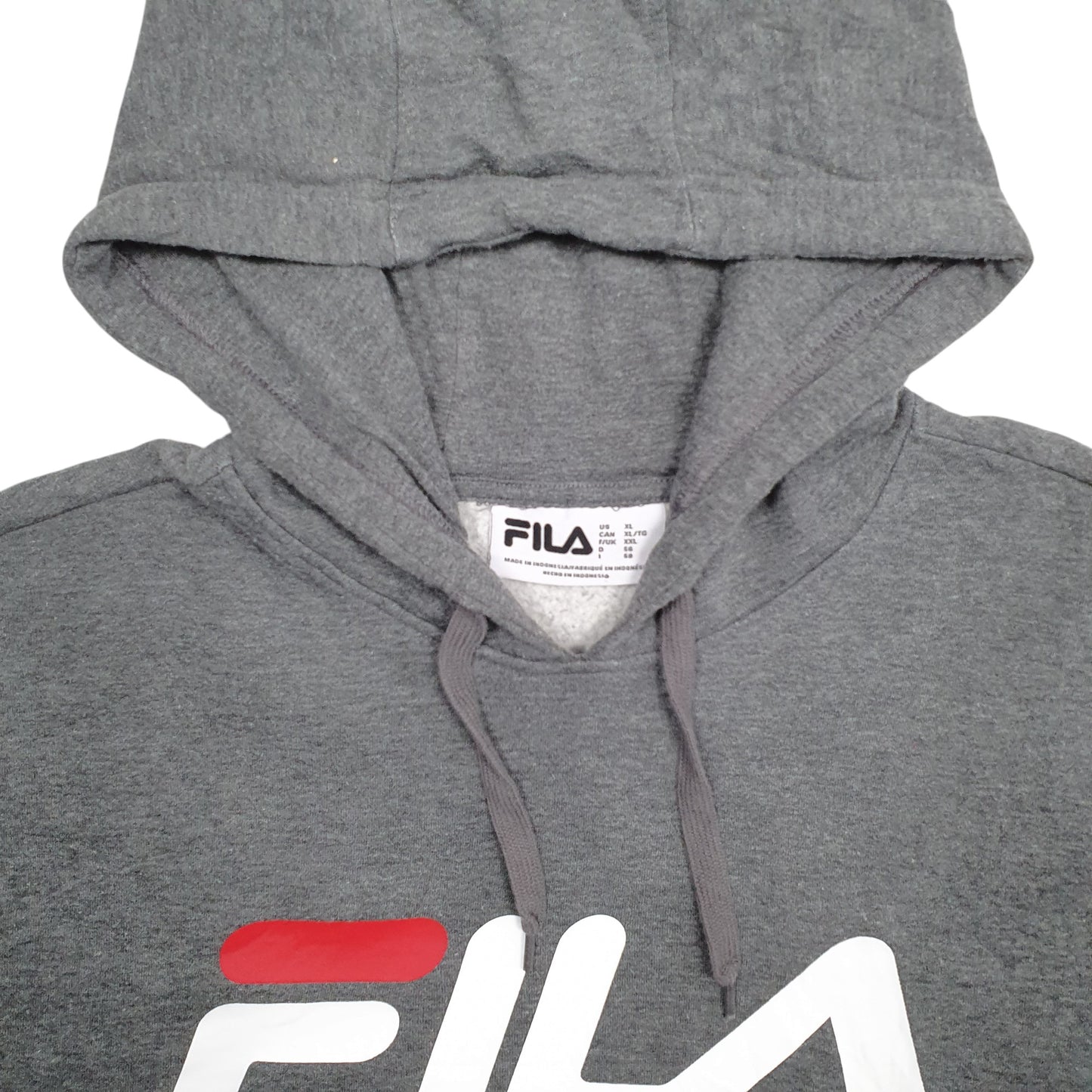 Mens Grey Fila Spellout Hoodie Jumper