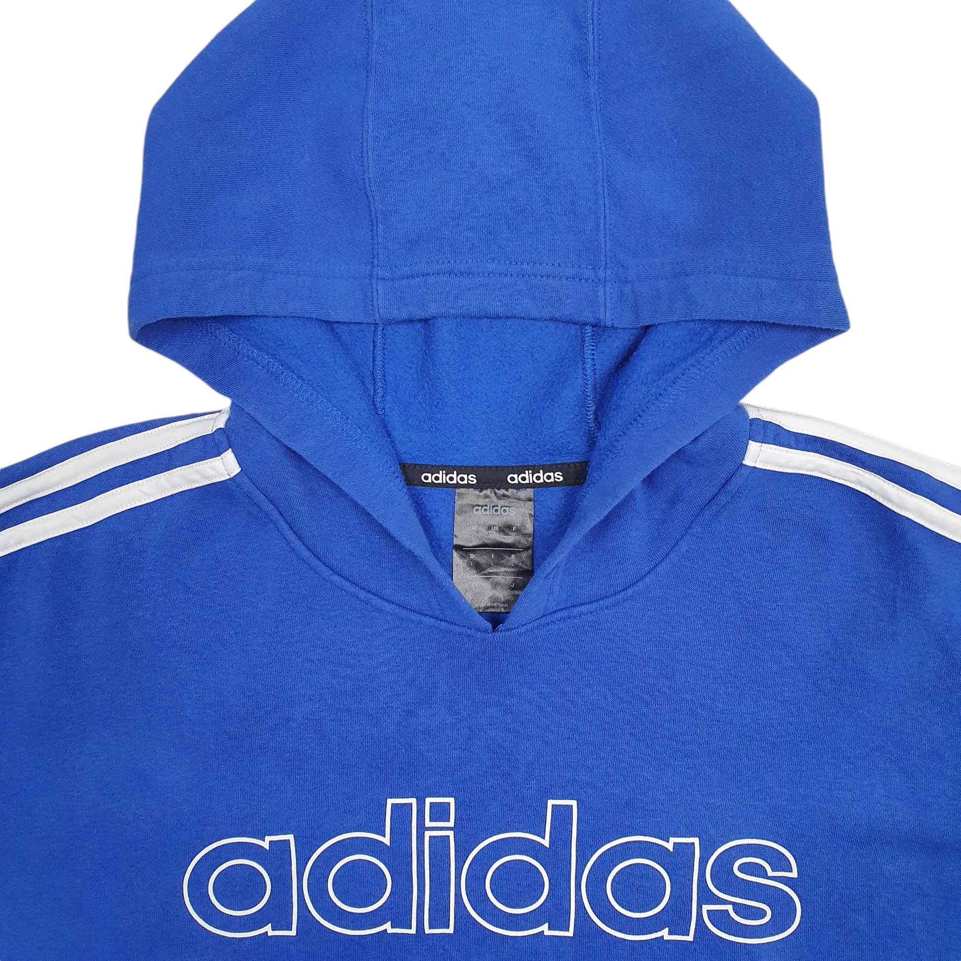 Mens Blue Adidas Spellout Hoodie Jumper