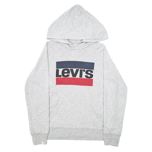 Womens Grey Levis Spellout Hoodie Jumper