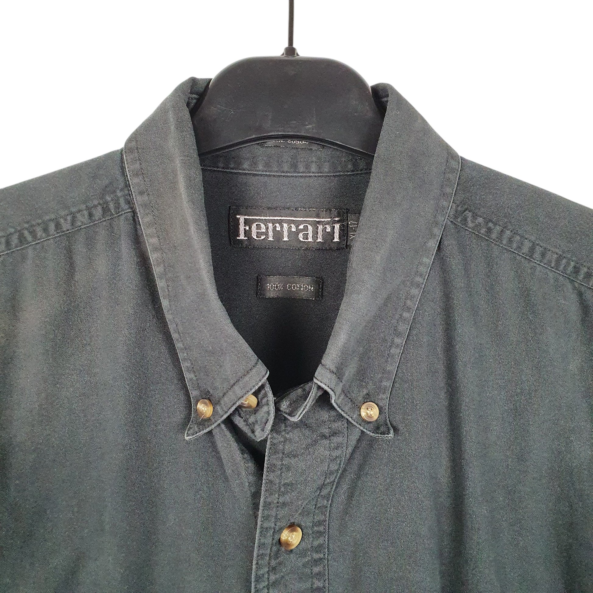 Mens Black Ferrari  Long Sleeve Shirt