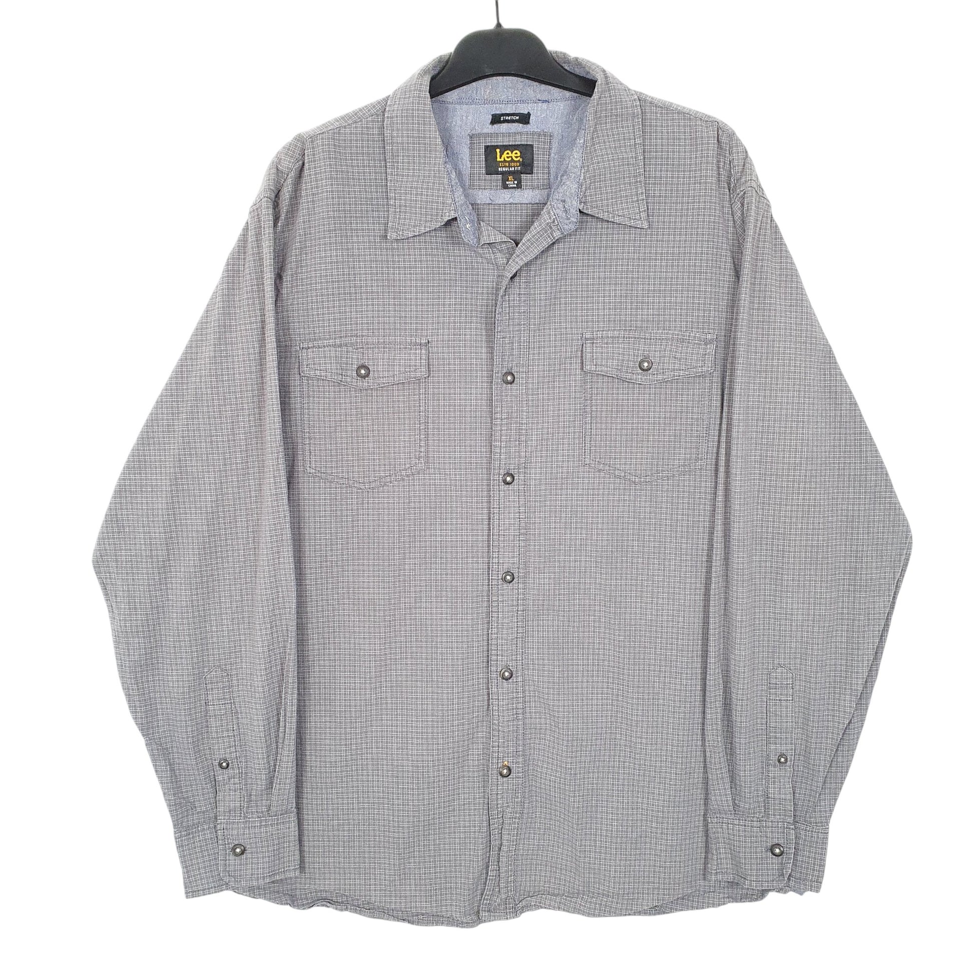 Mens Grey Lee Stretch Long Sleeve Shirt