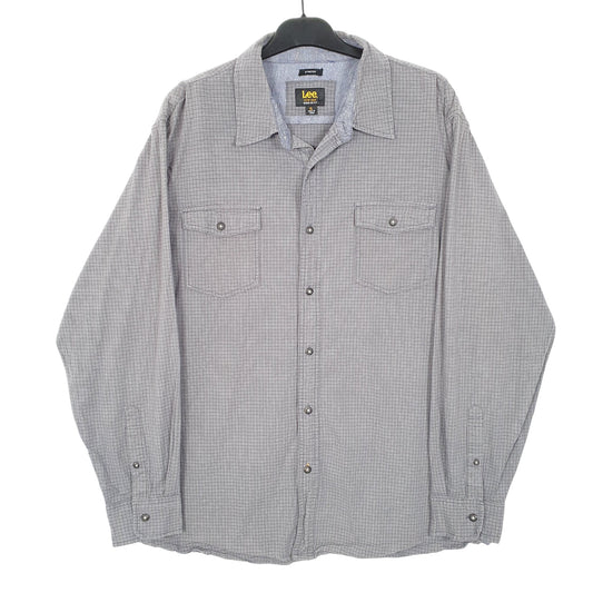 Mens Grey Lee Stretch Long Sleeve Shirt