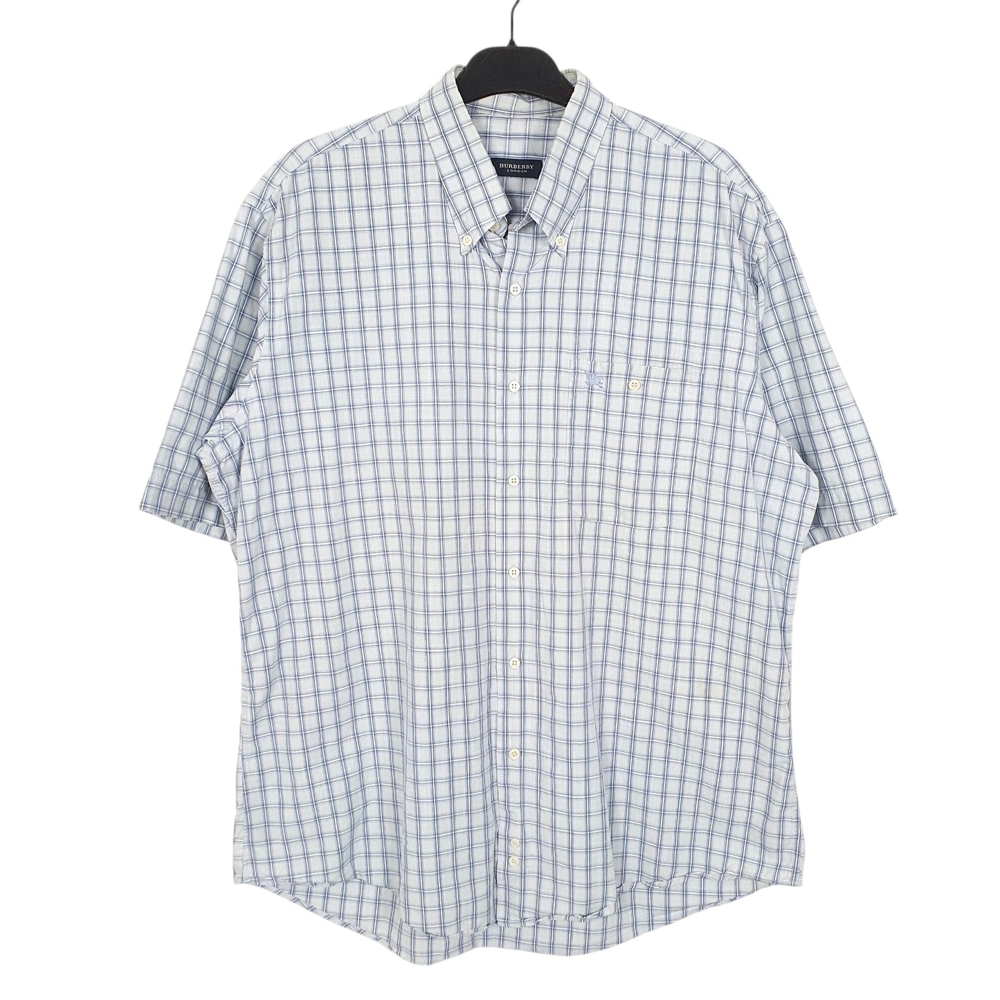 Mens Blue Burberry London Short Sleeve Shirt