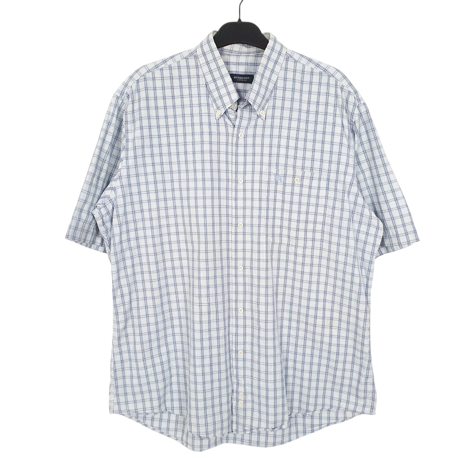 Mens Blue Burberry London Short Sleeve Shirt