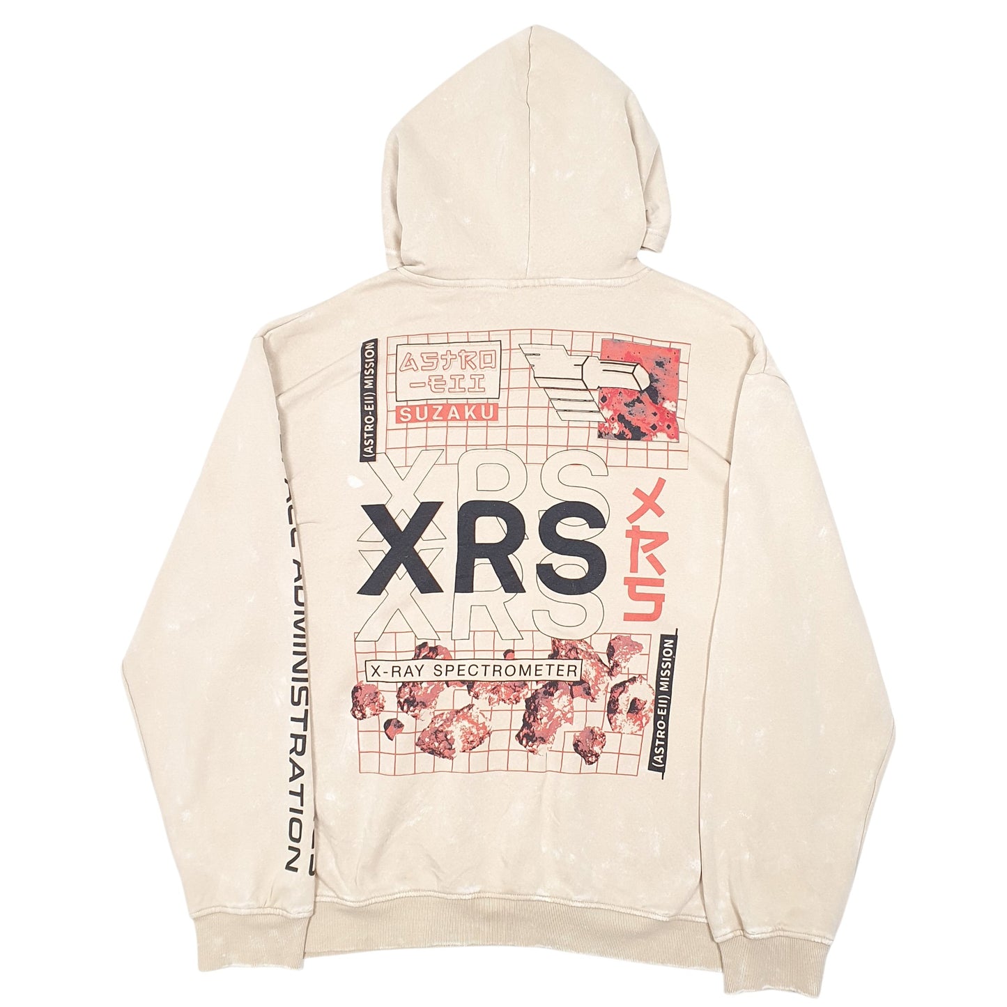 Mens Beige Hyper Space Nasa Space Spellout Hoodie Jumper