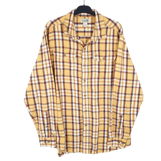 Mens Yellow L.L.Bean Flannel Overshirt Shacket Long Sleeve Shirt