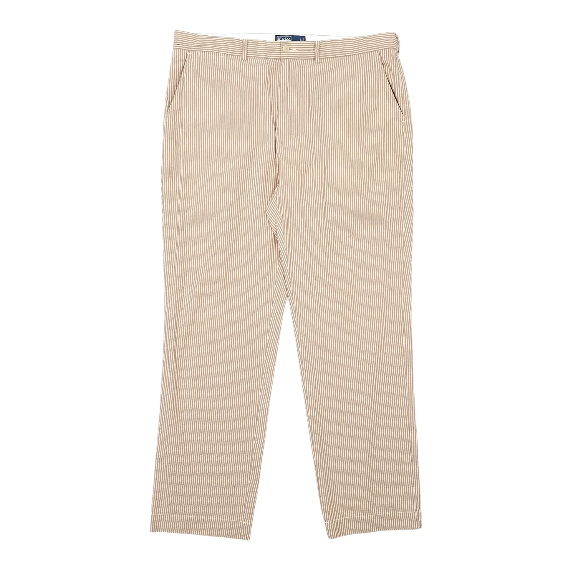 Mens Brown Polo Ralph Lauren Seersucker Chino Trousers