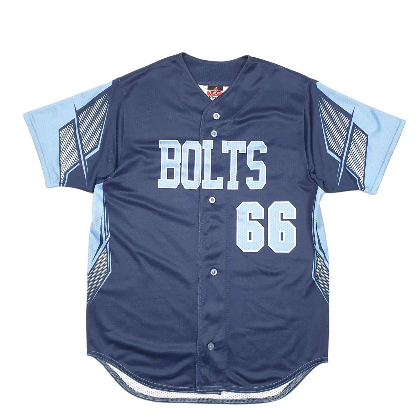 Mens Navy Alleson Athletic Baseball Jersey Bolts USA Short Sleeve T Shirt