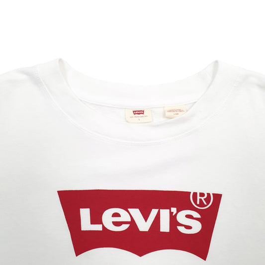Mens White Levis Spellout Crewneck Jumper