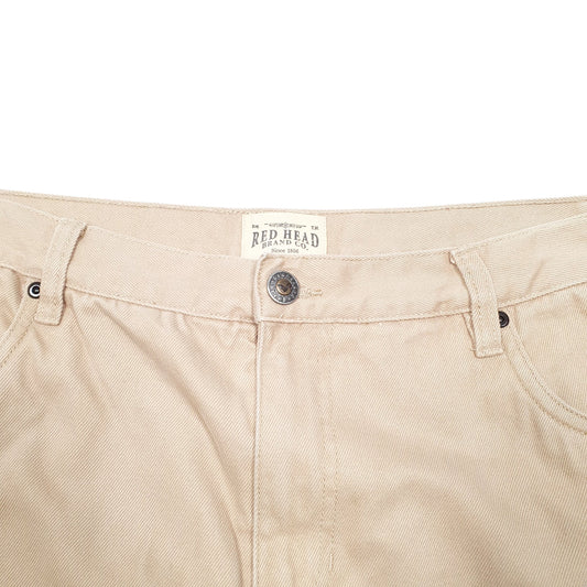 Mens Beige Red Head Lined Winter Hunting Casual JeansW38 L32