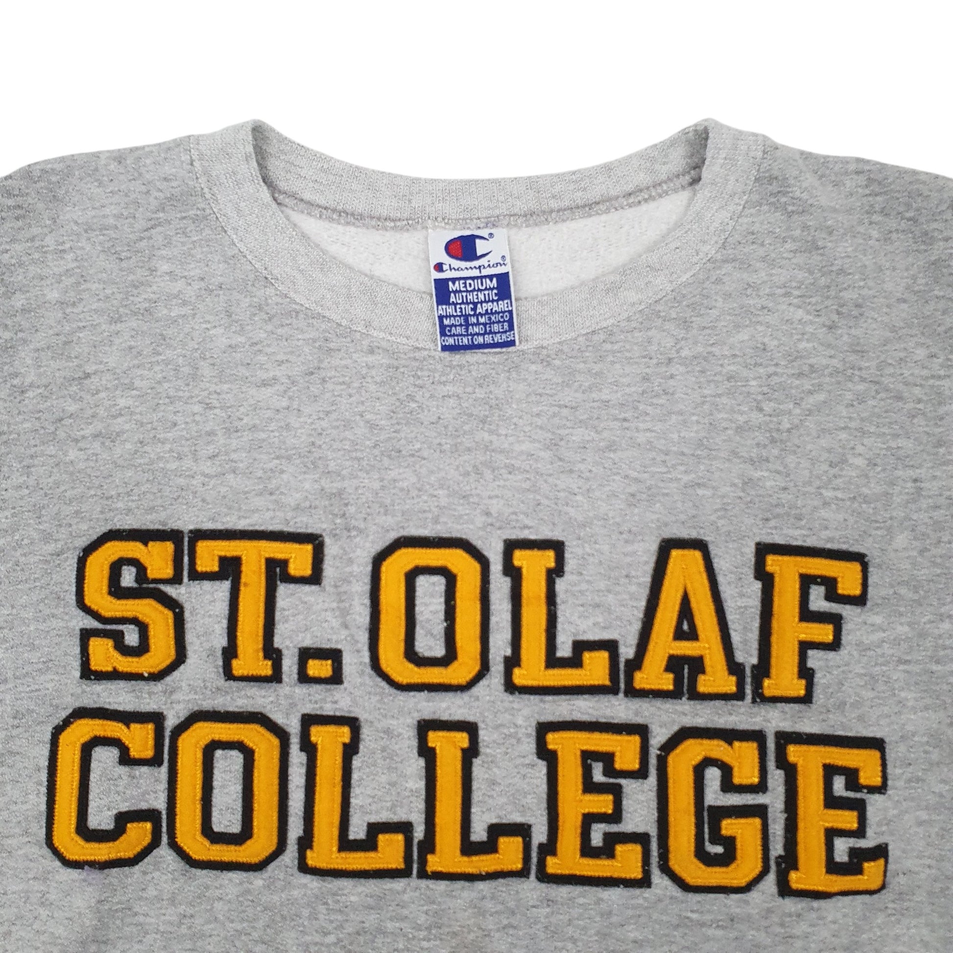 Mens Grey Champion Vintage 1990s St. Olaf College Crewneck Jumper