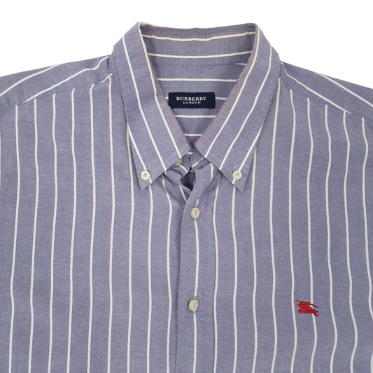 Mens Blue Burberry  Long Sleeve Shirt