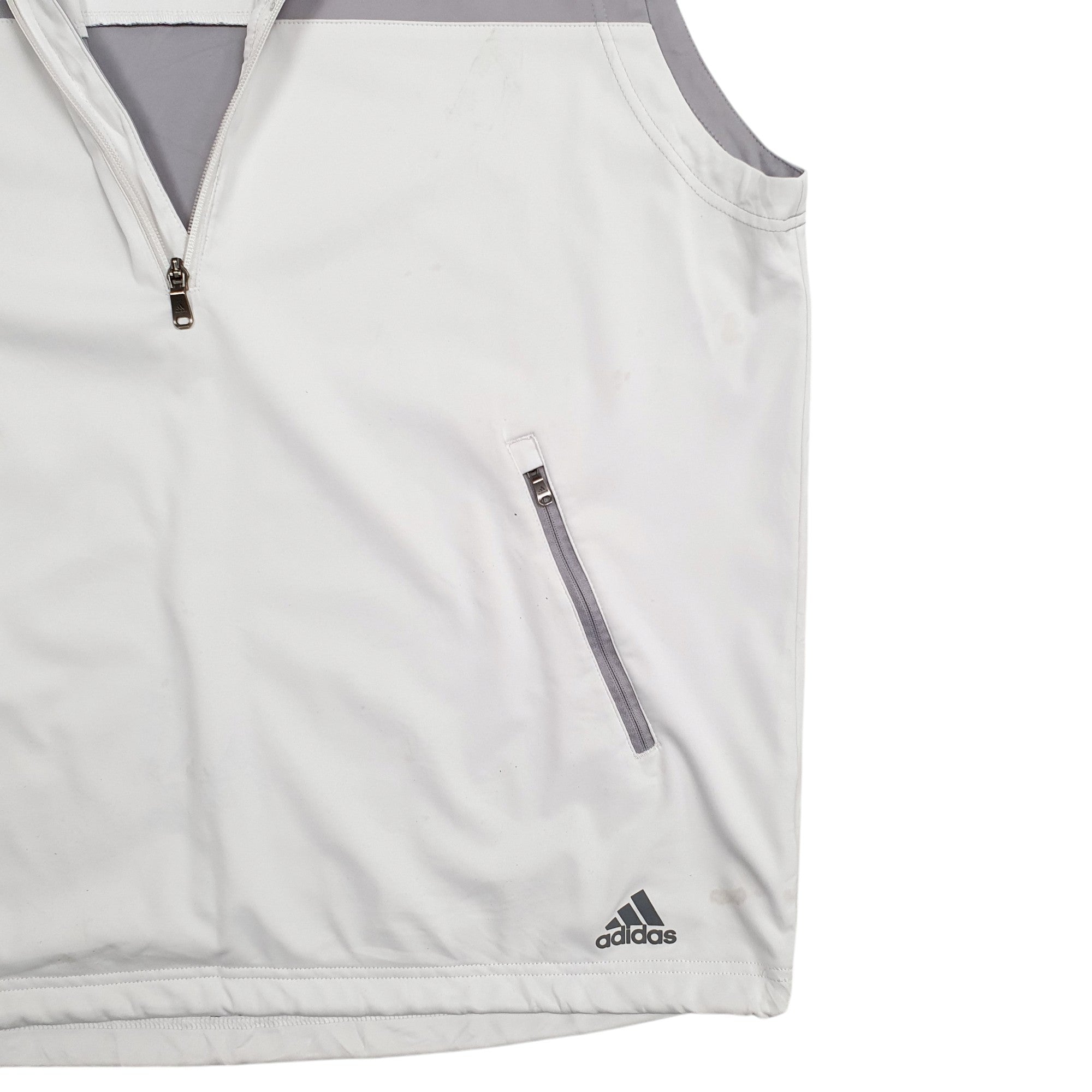 Mens Adidas White Quarter Zip Gilet Jumper L Bundl Clothing