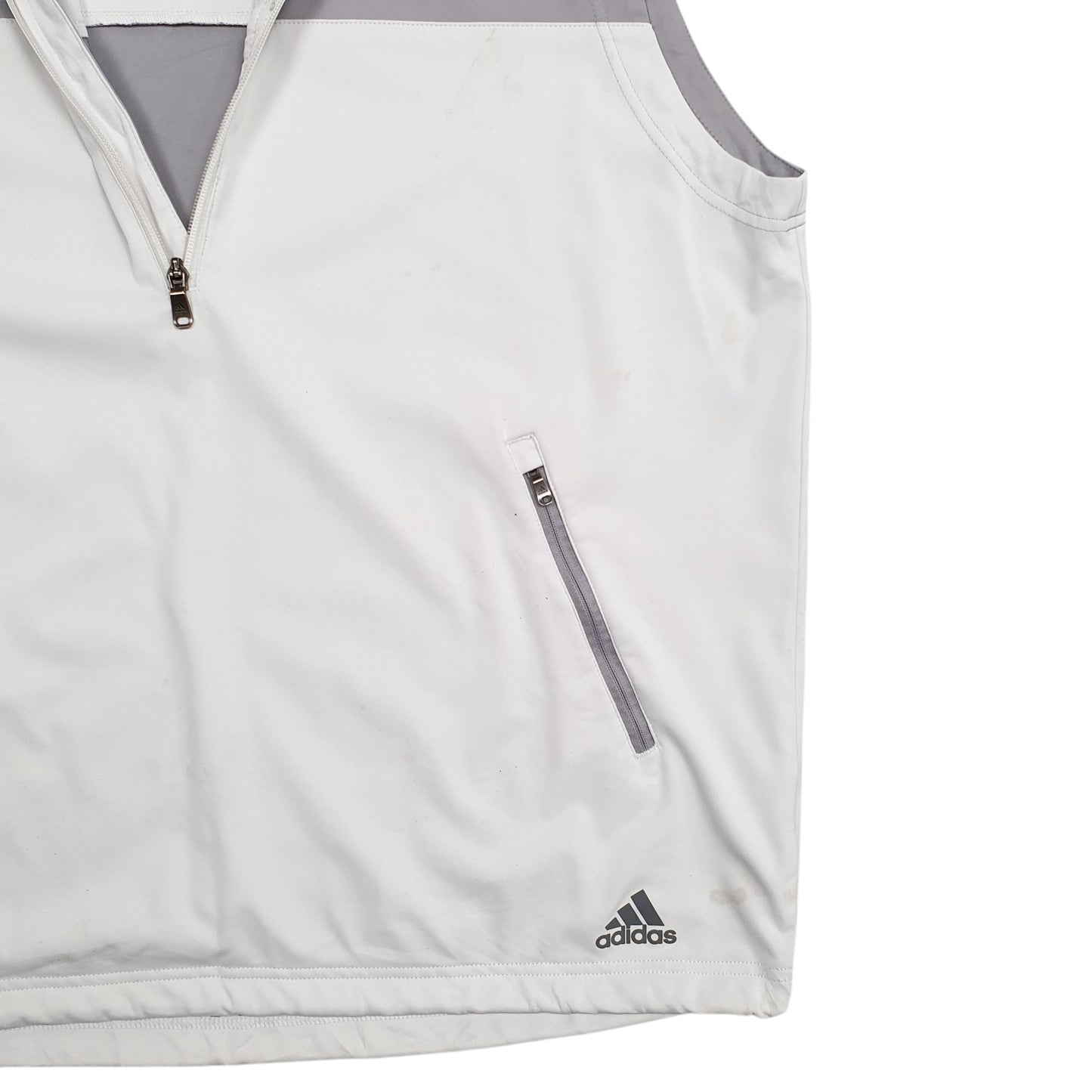 Mens White Adidas Gilet Quarter Zip Jumper