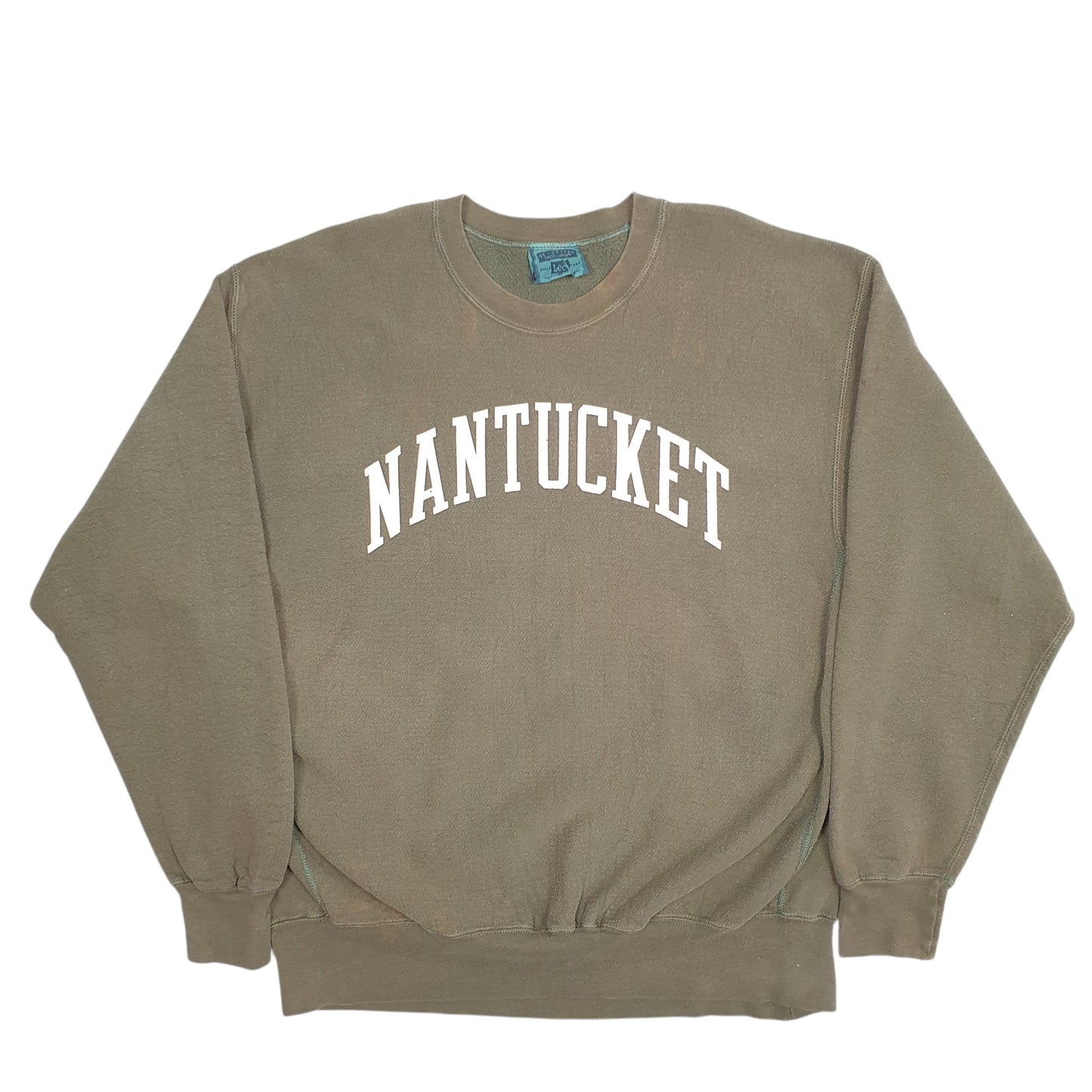 Mens Green Lee Nantucket Spellout Made In USA Vintage 90's Crewneck Jumper