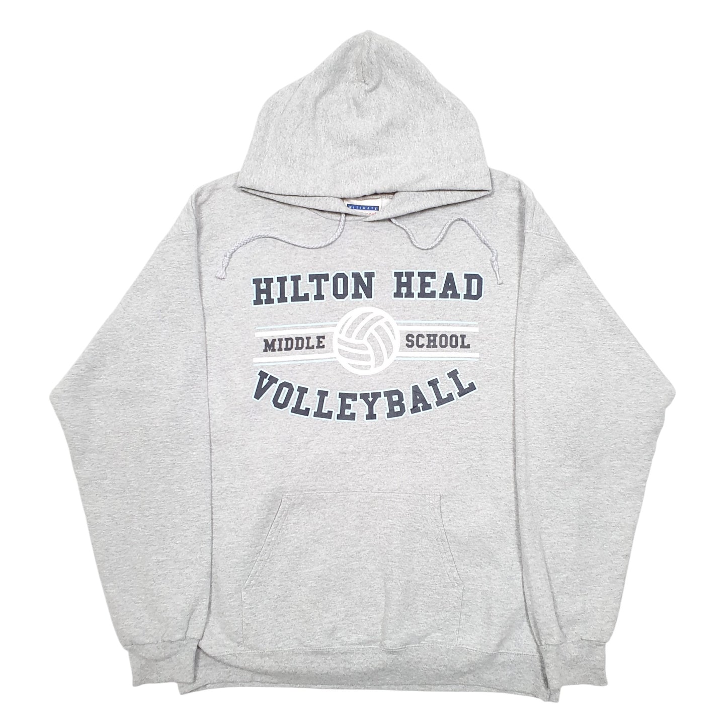 Mens Grey Hanes Hilton Head Volleyball USA Spellout Hoodie Jumper