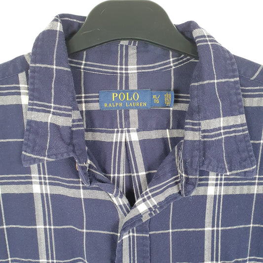 Mens Navy Polo Ralph Lauren Flannel Overshirt Shacket Long Sleeve Shirt