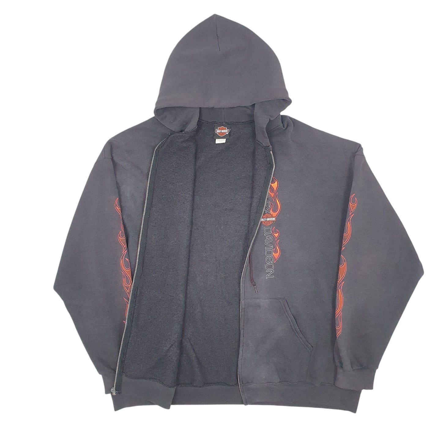 Mens Grey Harley Davidson Vintage Full Zip Jumper