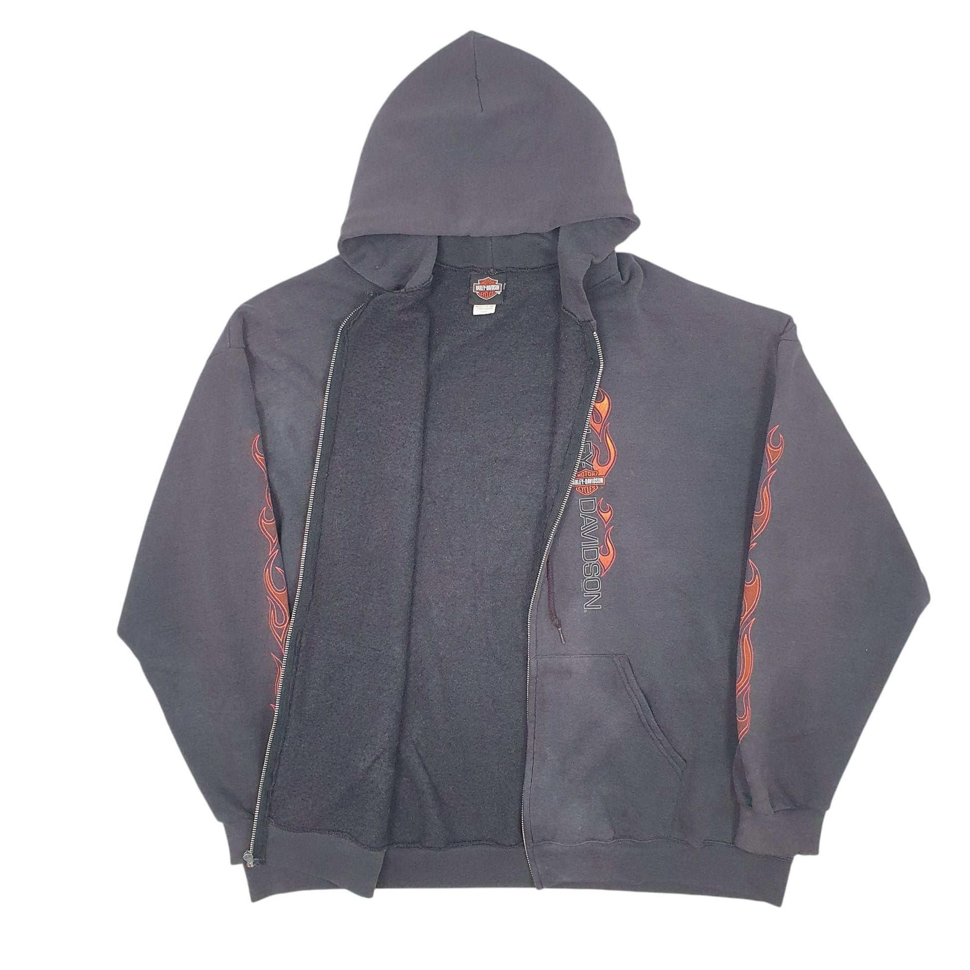 Mens Grey Harley Davidson Vintage Full Zip Jumper