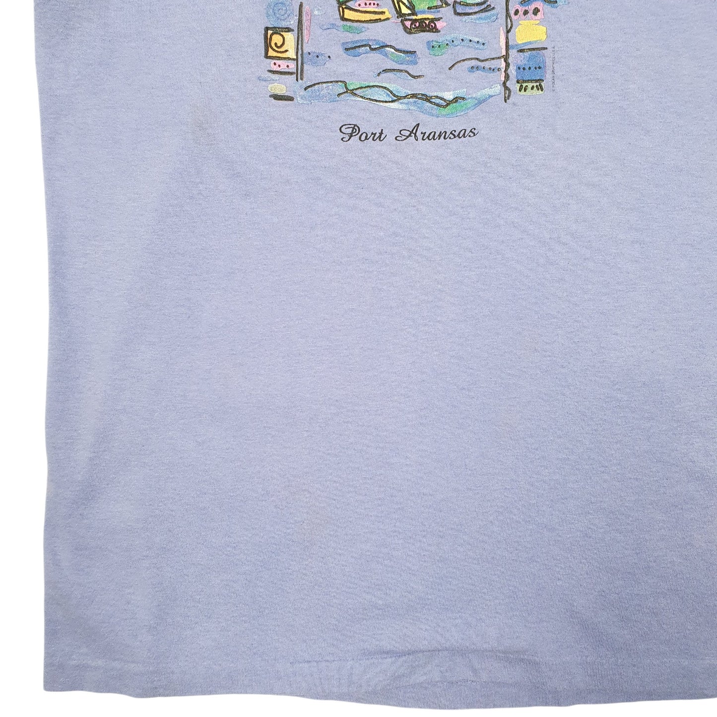 Mens Lilac Anvil Single Stitch Vintage 90s Made In USA Port Aransas Short Sleeve T Shirt