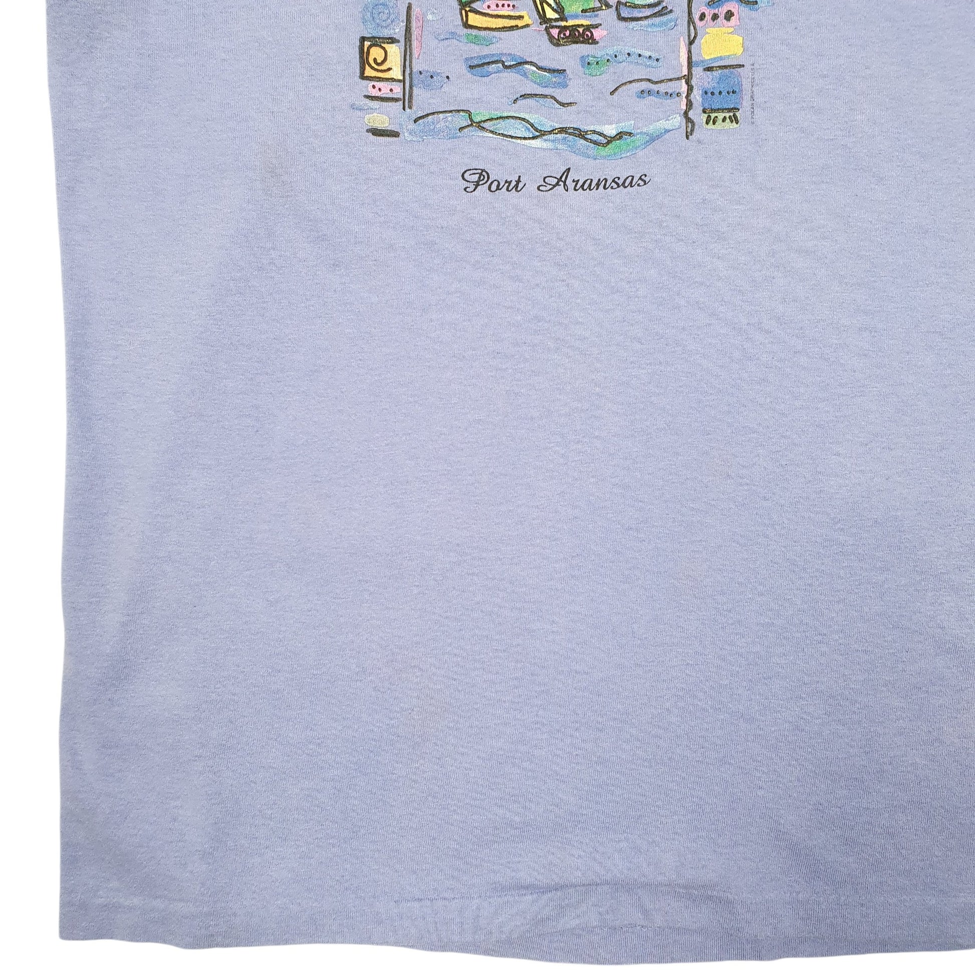 Mens Lilac Anvil Single Stitch Vintage 90s Made In USA Port Aransas Short Sleeve T Shirt