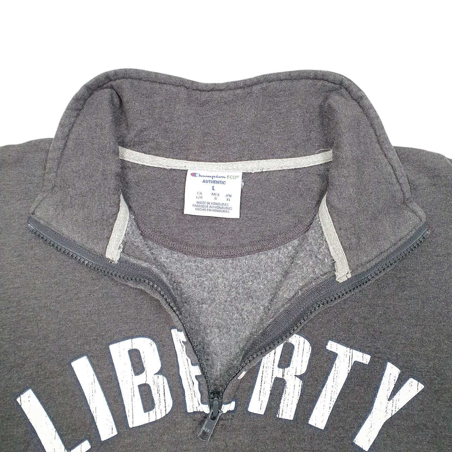 Mens Grey Champion Liberty University USA Spellout Quarter Zip Jumper