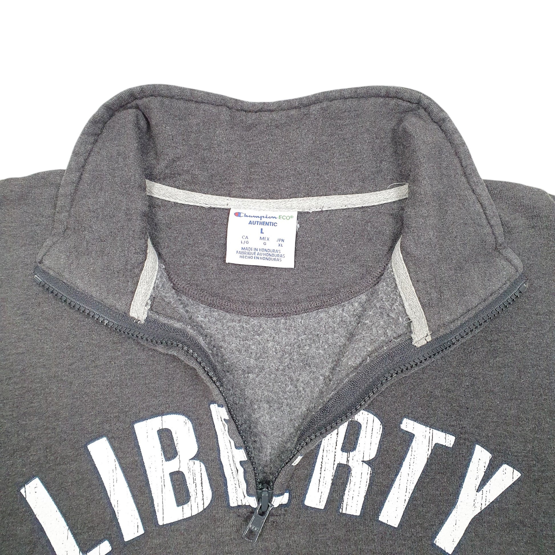 Mens Grey Champion Liberty University USA Spellout Quarter Zip Jumper
