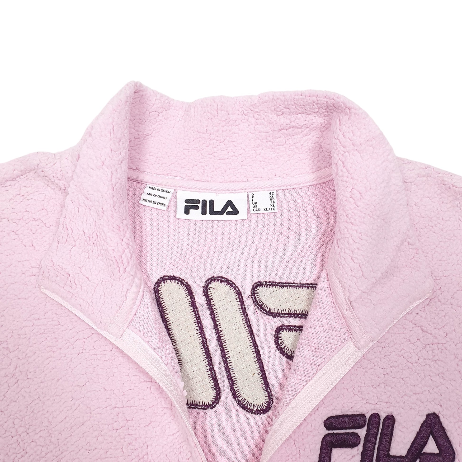 Womens Pink Fila  Quarter Zip Jumper