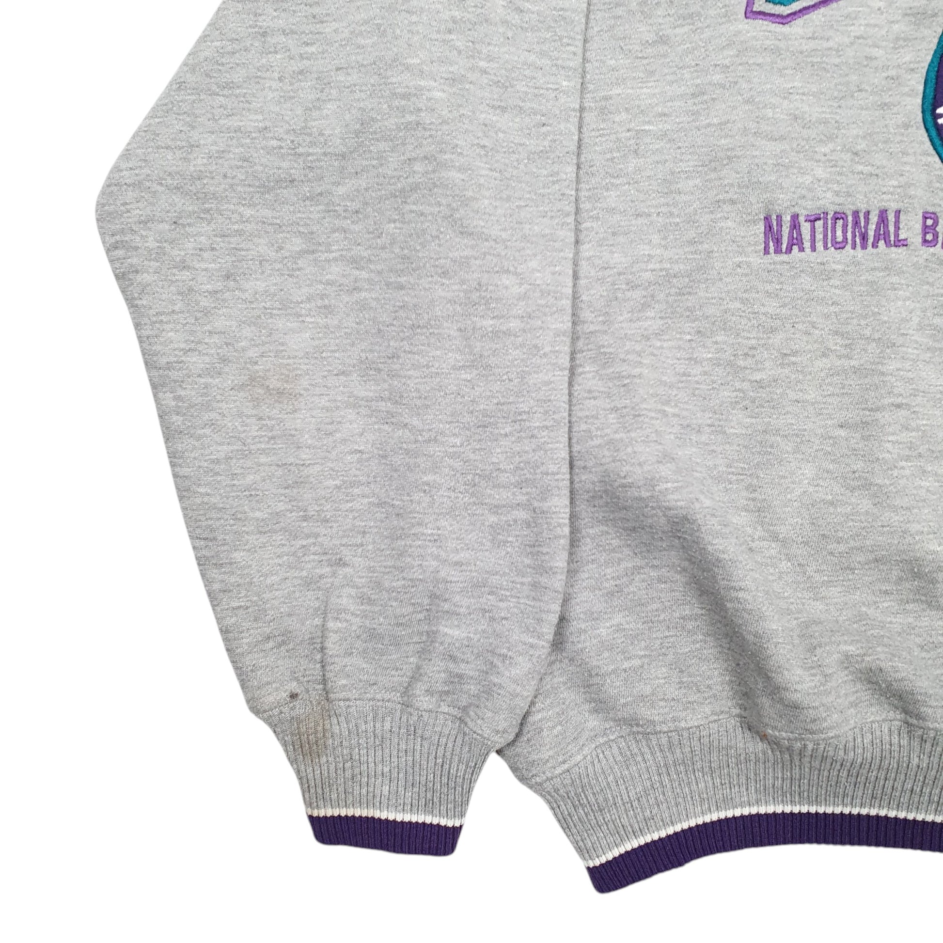 Mens Grey Lee Utah Jazz Basketball Vintage 90's Crewneck Jumper