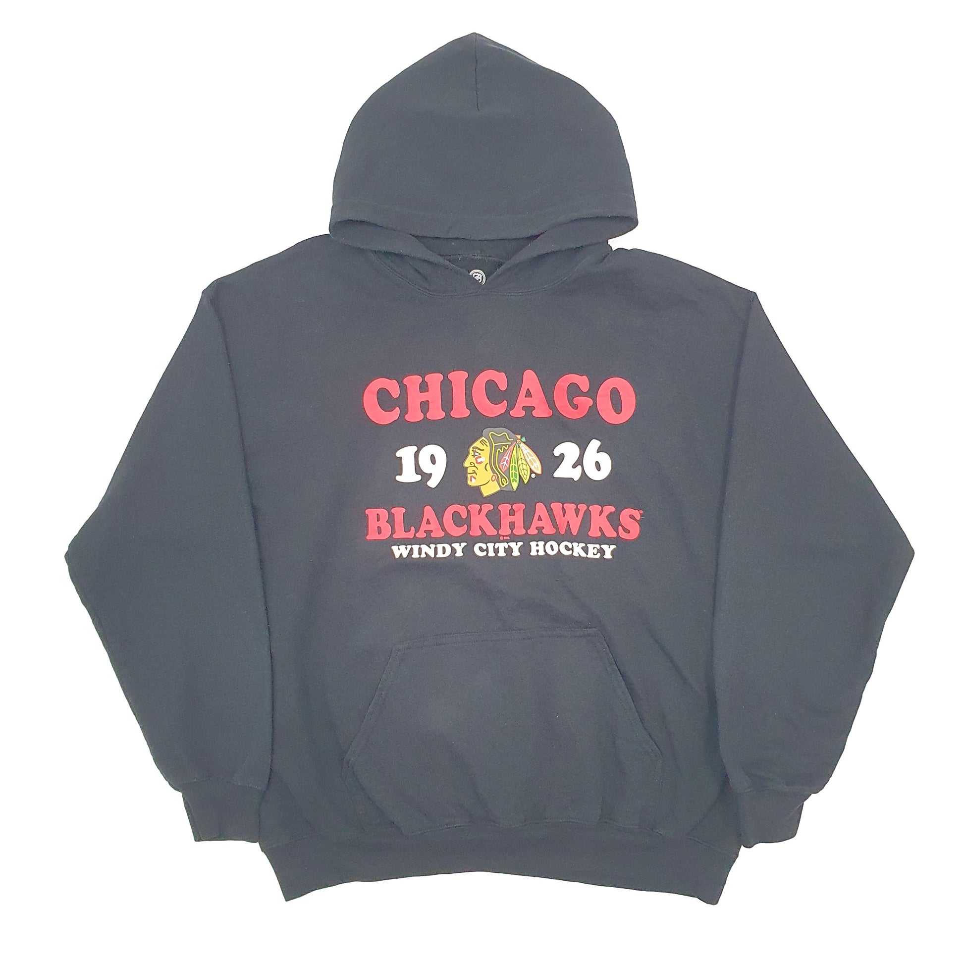 Mens Black Russell Athletic NHL Chicago Blackhawks Hoodie Jumper