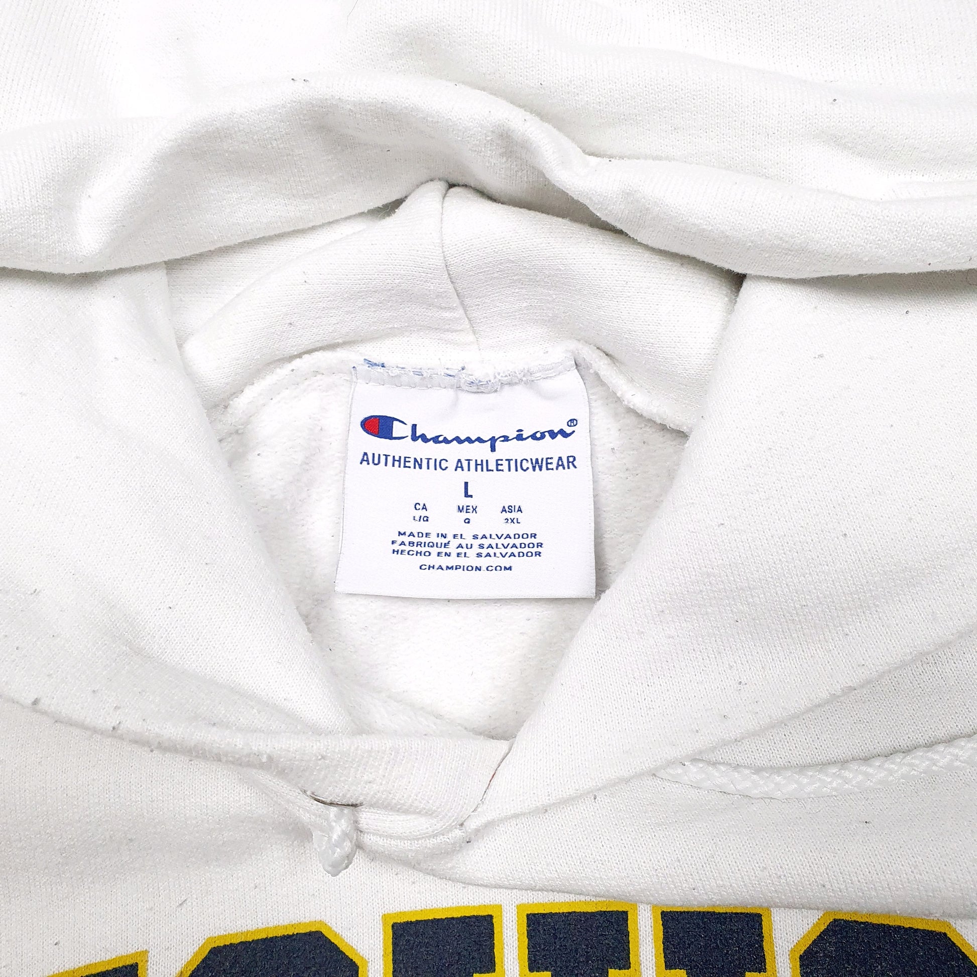 Mens White Champion Michigan State University Spellout Hoodie Jumper