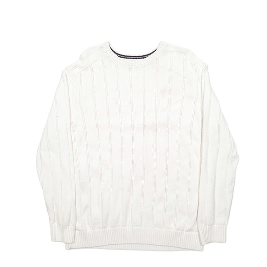 Mens White Nautica Knit Crewneck Jumper