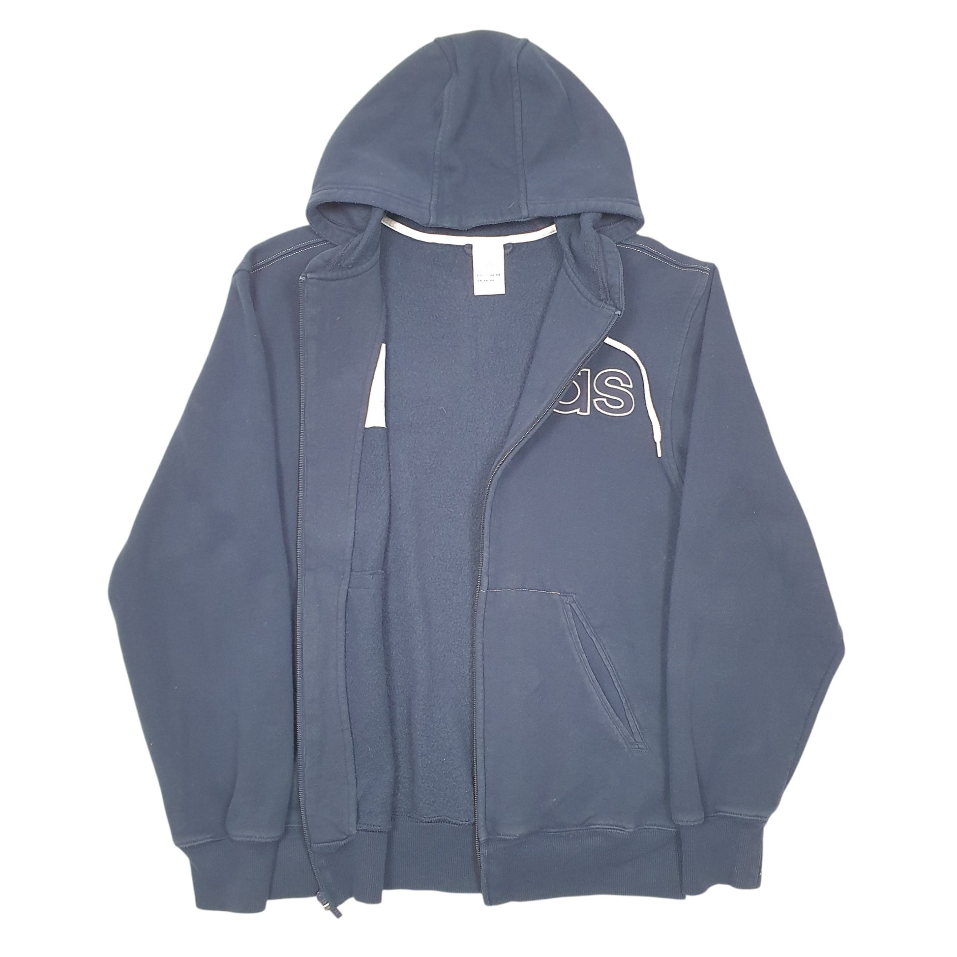 Mens Navy Adidas Spellout Hoodie Full Zip Jumper