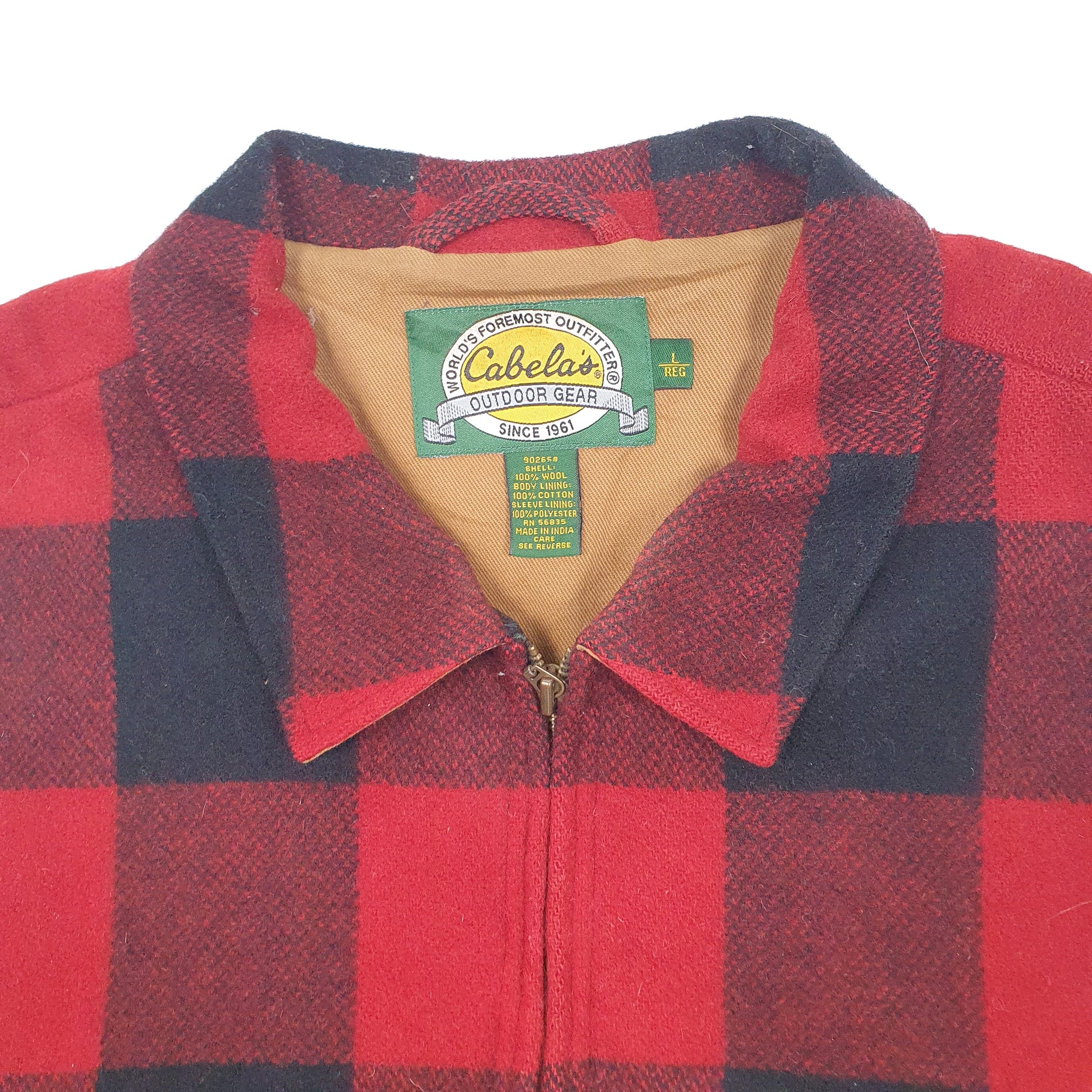 Mens Red Cabelas Hunting Plaid Mackinaw  Coat