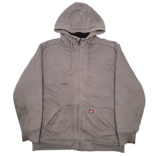 Mens Grey Wrangler Hoodie Fleece Lined Workwear Full Zip Jumper