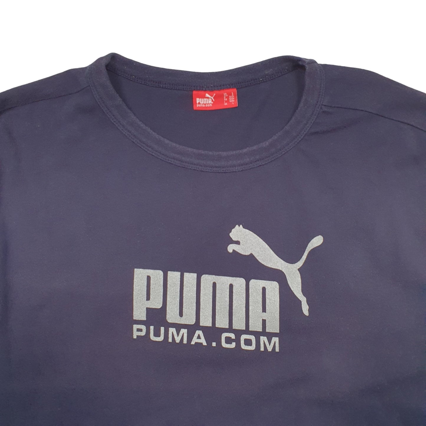 Mens Navy Puma Spellout Long Sleeve T Shirt