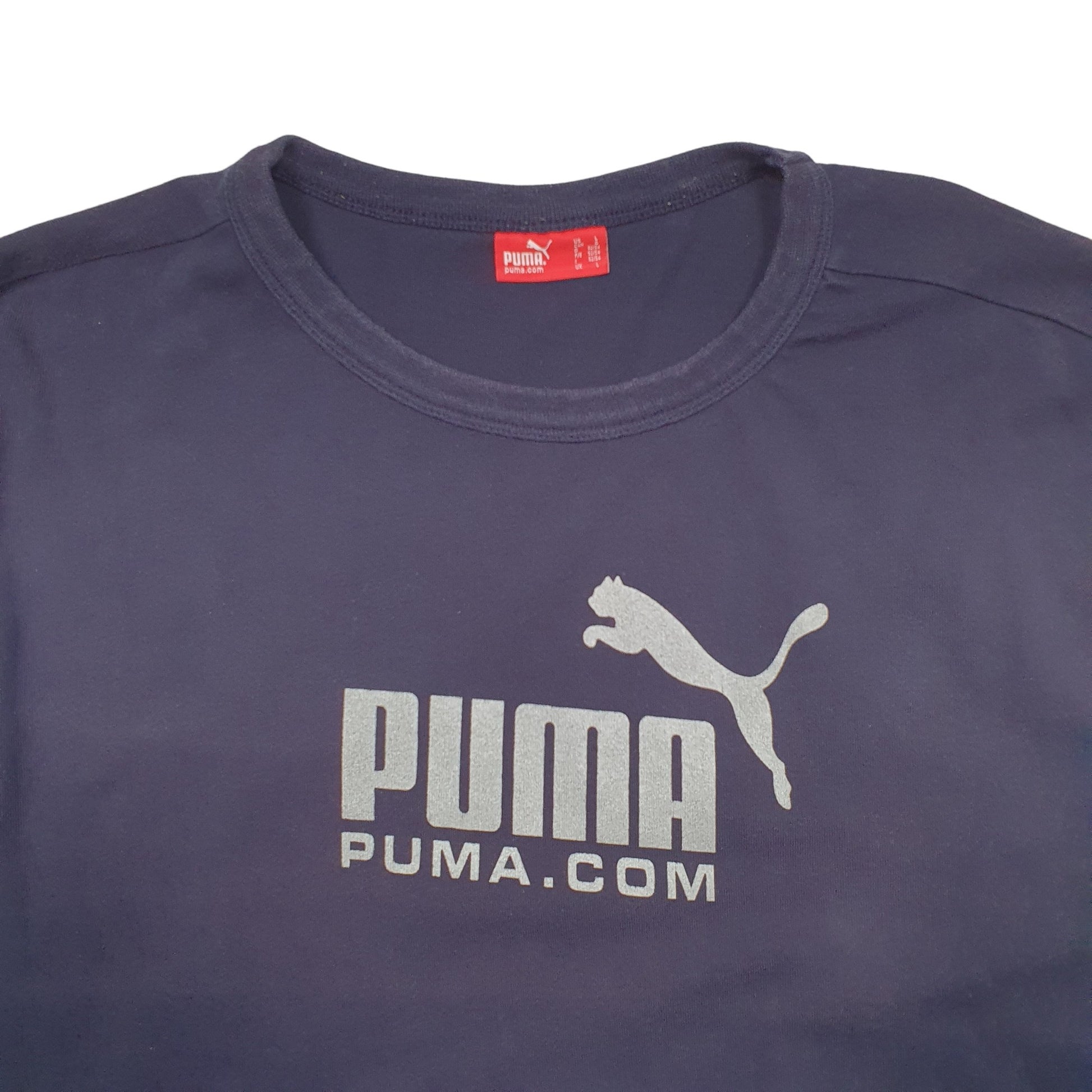 Mens Navy Puma Spellout Long Sleeve T Shirt