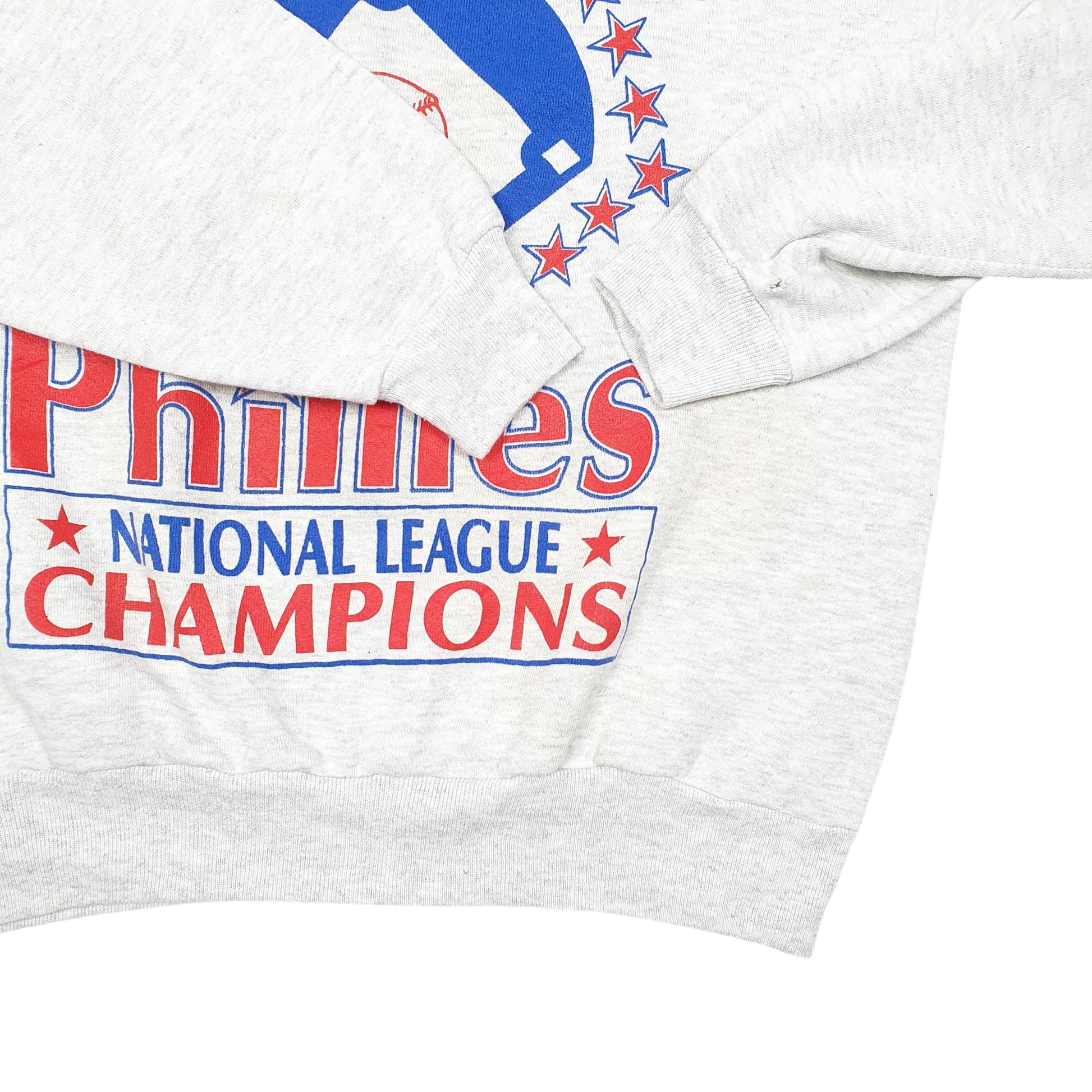 Mens Grey Jerzees Vintage Philadelphia Phillies Champions 1993 Baseball MLB Crewneck Jumper